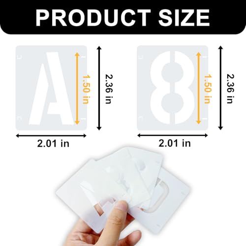 2 Pack - 1.5 Inch Letter Stencils Set, 72 Reusable Stencils for Painting On Wood, Metal, Walls, Fabric, Rocks with Interlocking, Perfect for Banners, Sign Making & DIY Art9(1.5 inch) - size: 1.5 inch
