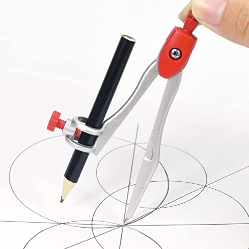 Vobou 10 pcs Math Geometry Set Student Supplies,Compass Kit Set (Red） | Shatterproof Storage Box,Rulers,Protractor,Compass,Eraser,Pencil Sharpener,Lead Refills,Pencil,for School and Drawing - color: Red1