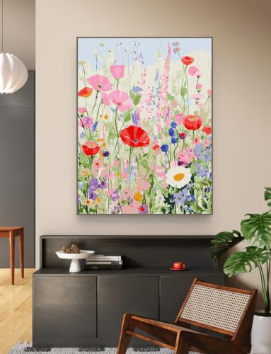 ZRIZQ Flowers Paint by Numbers Kit for Adults Beginner,Wildflowers, 16x20 | Full set with wooden brushes,rolled canvas,rich paints.Calming activity.Beginner friendly.Just open and paint. - color: 16"X20"Rolled Canvas-Wildflowers