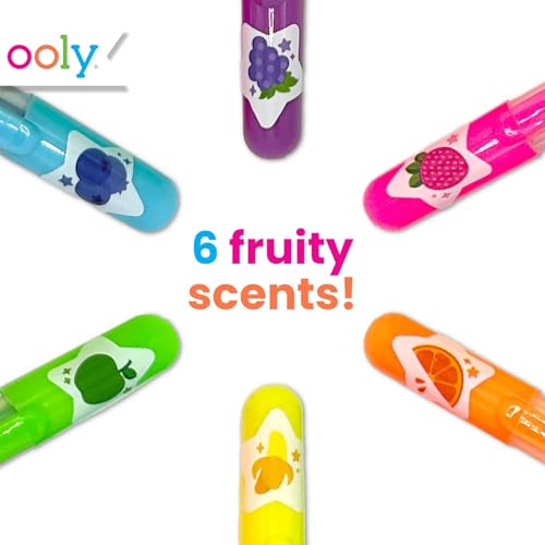 OOLY Yummy Yummy Scented Gel Pens, Neon, Set of 6 | Ages 3+, Fruity Scented Gel Ink, Vibrant Neon Colors, 1.0mm Nib, Fun Writing Pens for School and Crafts - style: Neon - Set of 6