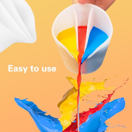 Kunyeah Split Cup with Handle 17OZ/500ML Silicone Cup for Paint Pouring Fluid Art Split Cup Acrylic Paint Pour Cup DIY Making Crafts Supplies Epoxy Resin Art Drawing Accessories (3 Chambers) - size: 3 Chambers
