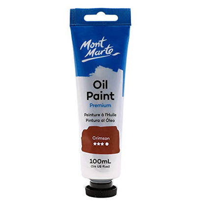 Mont Marte Oil Paint Premium, 3.4 US fl.oz (100ml) Tube, Crimson Red, Heavy Body Paint, Artist Quality, Good Coverage, Excellent Tinting Strength, Ideal for Painting Canvas - color: Crimson Red, size: 3.4 Fl Oz (Pack of 1)