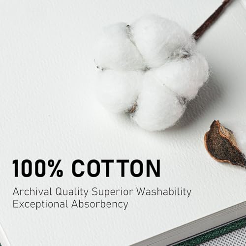 Watercolor Journal 8.5"x8.5" - 100% Cotton, 24 Sheets 48 Pages, 140LB/300GSM Cold Press, with Inner Pocket and Wide Elastic Band - Perfect for Watercolor, Gouache, Acrylic, Ink & Mixed Media - color: Dark Blown