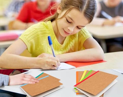 12 Pack Notebooks Bulk, Kraft Cover Lined Blank College Ruled Travel Journals with Rainbow Spines For Women Students Business, 60 Pages, 8.3”x 5.5”, A5, 12 Colors - style: 12pack Lines page