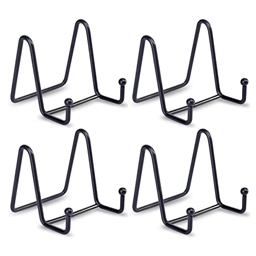 LIONWEI LIONWELI Plate Display Stand Easel Holders - 3" Tabletop Metal Stands for Small Decorative Plates, Photos & Picture Frames - Black, 4-Pack - size: 3 inch (4 pieces)
