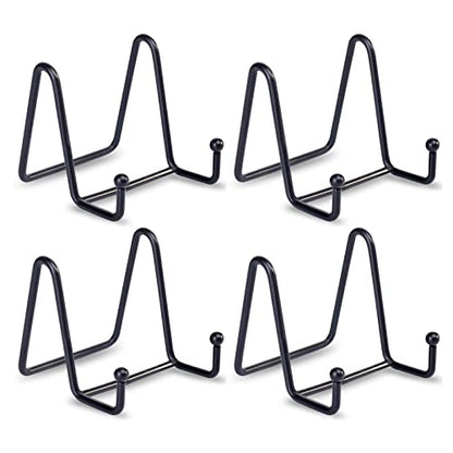 LIONWEI LIONWELI Plate Display Stand Easel Holders - 3" Tabletop Metal Stands for Small Decorative Plates, Photos & Picture Frames - Black, 4-Pack - size: 3 inch (4 pieces)