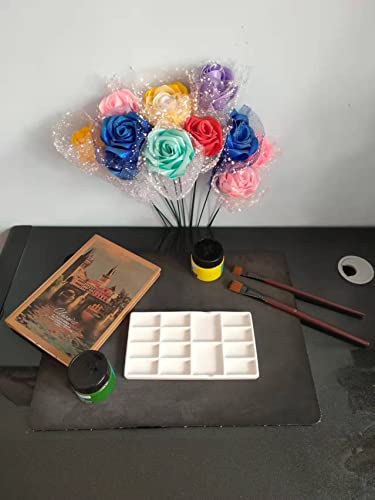 LSXYOS 8 Inch Porcelain Watercolor Palette, 14 Wells Ceramic Artist Paint Palette, Glazed, Ceramic Mixing Tray for Painters, Gouache Painting - color: 14 Wells Yx