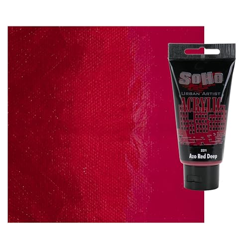 Soho Urban Artist Heavy Body Acrylic Paint - 75 ml Tube - Azo Red Deep - Thick, Rich Color, Excellent Coverage, Professional Quality - Artists Acrylic Paint - color: Azo Red Deep, size: 2.54 Fl Oz (Pack of 1)