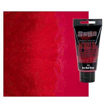Soho Urban Artist Heavy Body Acrylic Paint - 75 ml Tube - Azo Red Deep - Thick, Rich Color, Excellent Coverage, Professional Quality - Artists Acrylic Paint - color: Azo Red Deep, size: 2.54 Fl Oz (Pack of 1)