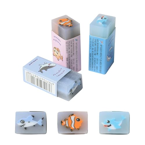 HILAZA 18Pcs Cute Sea Animal Erasers for Kids Bulk, Kawaii Fun Pencil Jelly Erasers for School Classroom Supplies Prize Gifts Party Favors - style: SEA ANIMAL