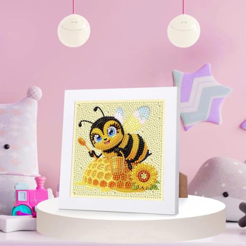 Bee Diamond Art Painting Kits for Kids with Frame Ages 4-8-12 (7x7 inch) - color: CC1150