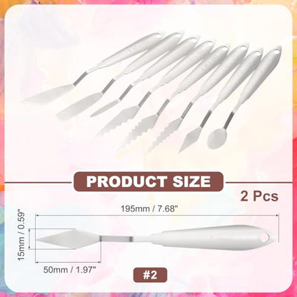 MECCANIXITY 2pcs HM#2 Palette Knives 15mm Width Stainless Steel Spatula Painting Pallet Knife with Stainless Steel Handle for Oil Painting Acrylic Canvas Mixing Spreading - style: HM#2 + 15mm
