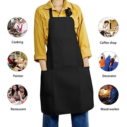FreeNFond Kids Apron Adjustable Child Apron with 4 Pockets for Baking Painting - color: Black