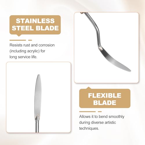 HARFINGTON Palette Knife Painting Tool 1.89" x 0.31" Stainless Steel Teardrop Blade 7.87" Length Spatula Painting Pallet Knives with Hole Beech Wood Handle for Oil Acrylic Canvas, Red/Silver - size: 7.87" x 0.31" x 1.89"