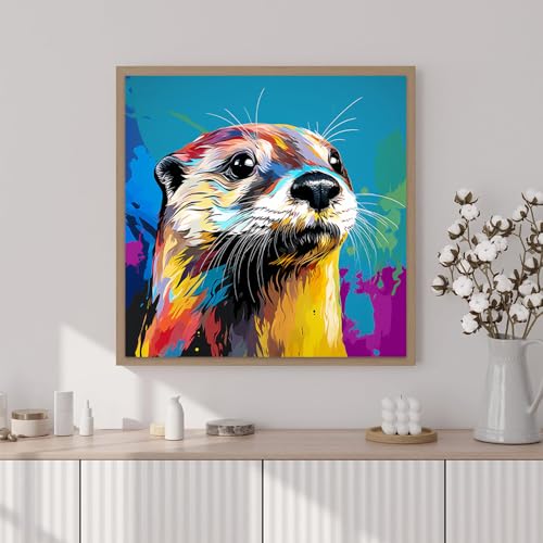 Artunion Framed Paint by Numbers Kit for Adults Beginners & Kids Ages 8-12,Colorful Otter Paint by Number with Frame,Animal Watercolor Paint by Numbers Kit on Canvas 10 * 10 Inch Without Easel - color: ZXT-390-F