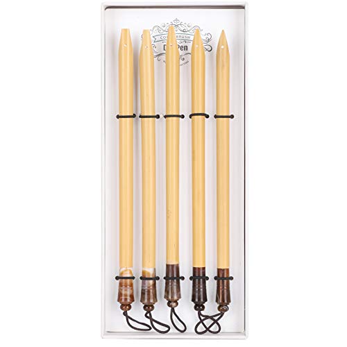 5pcs Calligraphy Dip Pen Calligraphy Pens for Writing | Comic Pen Nib Set for English Writing, Calligraphy, Painting, Drawing (Natural bamboo tip set)