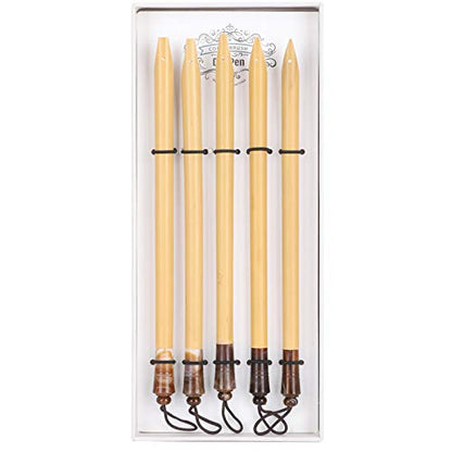 5pcs Calligraphy Dip Pen Calligraphy Pens for Writing | Comic Pen Nib Set for English Writing, Calligraphy, Painting, Drawing (Natural bamboo tip set)