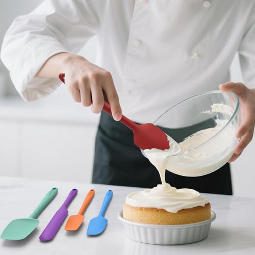 Coukre Silicone Spatula Set of 5,High Temperature Resistant, Food Grade Silicone, Dishwasher Safe, for Baking, Cooking (Pure Colorful B) - color: Pure Colorful B