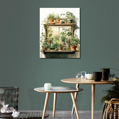 TUMOVO Framed Paint by Number for Adults Green Plant, Paint by Numbers Kit for Adults Leaf, DIY Acrylic Paint by Numbers Kits on Canvas Potted, Acrylic Painting Kits Art Crafts 16"x20" - color: Green Plant - Framed