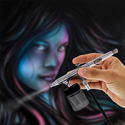 Master Airbrush S62 Dual-Action Siphon Feed Airbrush Gun, 0.5mm Needle, 3/4 oz Bottle, Includes 6-Foot Braided Hose - Air Brush Guns for Painting and Aerografo Artwork - size: 0.5mm