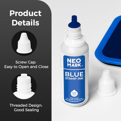 Stamp Ink, 2 Pack Quick-Drying Refill Ink, Blue & Red, 1oz | AP-Certified, Water-Based Ink, Smudge-Resistant, Clear Impressions, Precision Refill Tip, for Date Stamps & Stamp Pads - color: Blue and Red