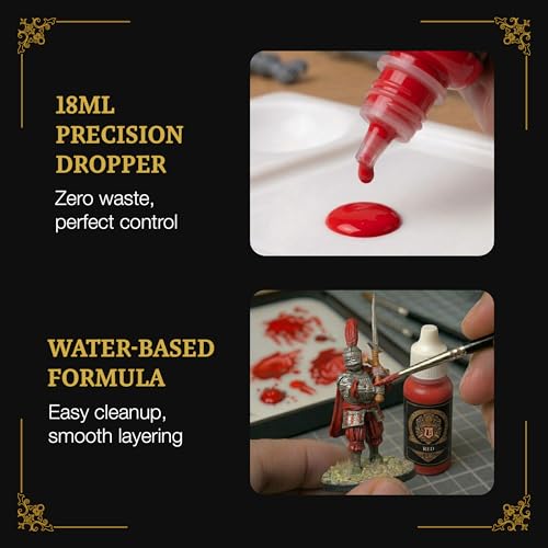 Ludus Bellum Miniature Paint Red Color 18ml Precision Dropper Bottle | Professional Acrylic Paint for Miniatures & Models, Provides Quality Acrylic Tones and Shades for Warhammer 40K D&D Figures - color: Red