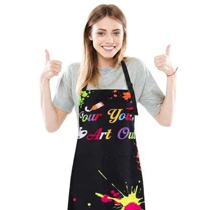 Painting Artist Apron with Pockets, Waterproof Painting Aprons for Adults, Adjustable Art Apron Bib Apron - color: Style 2