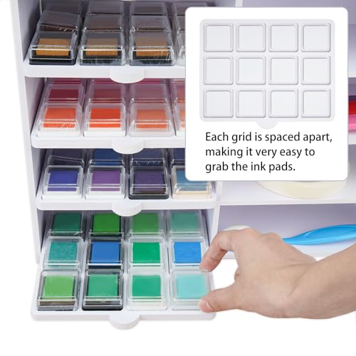 Ink Pad Cube Caddy Mini Size Stamp Pad Storage Tray | Ink Pad Organizer Holder, 1 Tray Holds 12 Inkpad, Set of 5 Trays Holds 60 - size: Ink Pad Cube Caddy Tray