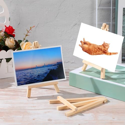 100 Pieces Mini Wooden Easel Stands Tripod Display Tabletop,6 Inch | For Artist Painting Business Cards Photos, Canvas Holder Wedding Table Numbers Party Favors Gift, Natural Wood Tripod Frame - size: 6 Inch