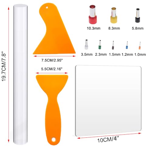 14PCS Polymer Clay Tool Set Acrylic Rod Clay Rolling Pin with Acrylic Sheet Backing Board Plastic Clay Scraper Circle Shape Cutter for Pottery Polymer Clay Shaping Sculpting DIY Craft