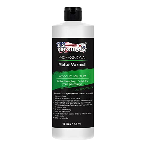 U.S. Art Supply 16 oz Matte Acrylic Varnish for Acrylic Painting - size: 16-ounces