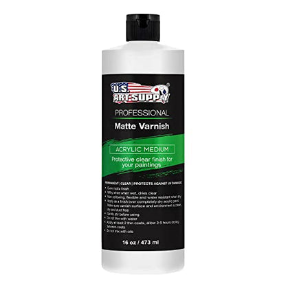 U.S. Art Supply 16 oz Matte Acrylic Varnish for Acrylic Painting - size: 16-ounces