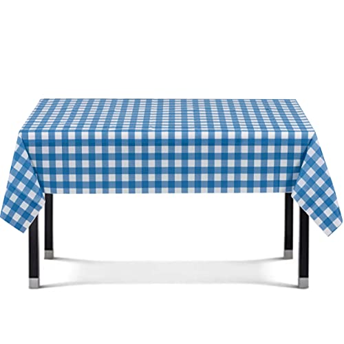 Eleclassi Blue Gingham Checkered 6 Pack Premium Disposable Plastic Tablecloth 54 x 108 in - Plastic Table Cloth Disposable Tablecloth for Rectangle Table Up to 8 Feet - color: Blue Gingham Checkered