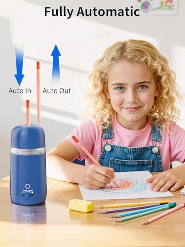 JARLINK Automatic Electric Pencil Sharpener, Rechargeable - color: Blue