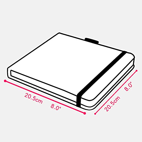 Square 8x8 Bleedproof Marker Paper Pad, 110 GSM Alcohol Ink Bristol Paper Sketchbook, Handmade Journal Hardbound 88 Sheets (176 Pages) Markers Ink Mediums Art Sketch Book Large Apricot Umbrella - color: L-apricot umbrella