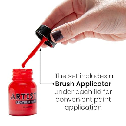 Artistic Leather Paint Set with Brush Applicator – Acrylic Shoe Paint with Glossy Finish – 30ml Shoe Dye for Bags, Boots, Sneakers, Jackets, & Car Seat – Pack of 12 - style: Leather Paints x12