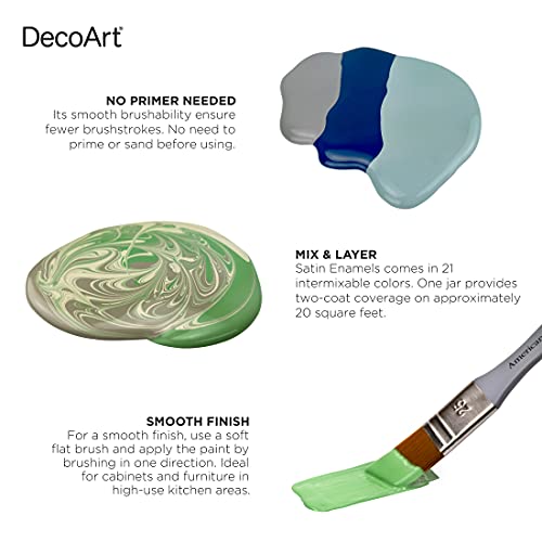 DecoArt Satin Enamels Acrylic Paint, 8 fl. oz Jar, Dark Denim (Pack of 1) - color: Dark Denim