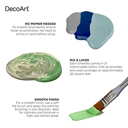 DecoArt Satin Enamels Acrylic Paint, 8 fl. oz Jar, Dark Denim (Pack of 1) - color: Dark Denim