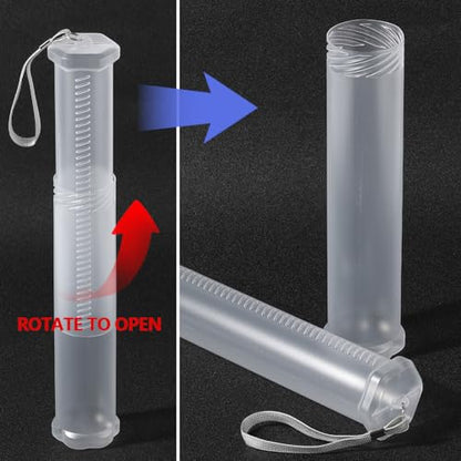 GORGECRAFT Extendable Plastic Brush Case Clear Long Paint Brushes Pen Pencil Tube Container Storage Organizer Holder with Carrying Lanyard for Paintbrush Drawing Makeup Artist Travel Supplies