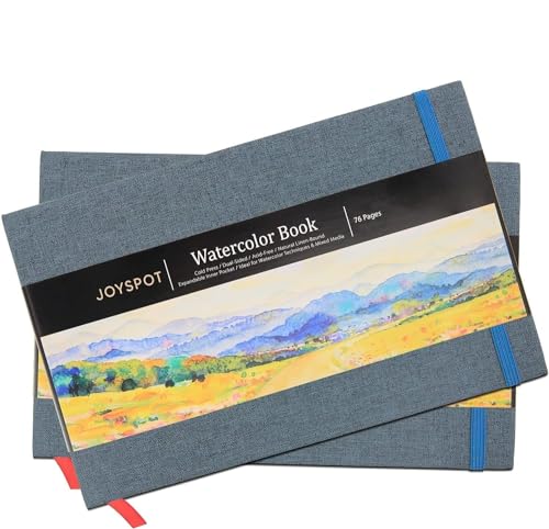 5.5" x 8.5" Watercolor Pad, Pack of 2 (76 Sheets), 110 lb (230 GSM) | Acid-Free Paper, Watercolor Book with Linen Bound for Watercolor Techniques and Mixed Media