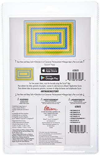 Sizzix Framelits Rectangles 2 Die Set, Pack of 10, Grey - style: Rectangles #2