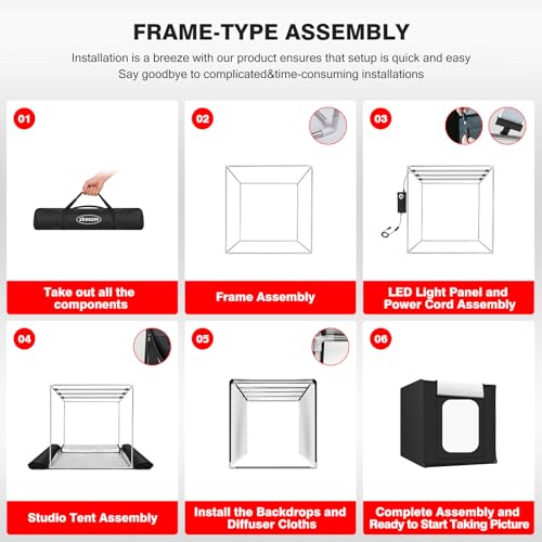 Photo Light Box, 39 inch Photography Light Box with 210 LEDs Lights & 4 Color Backgrounds Professional Dimmable Shooting Tent Kit for Large Product Photography - size: 39 x 39 inches
