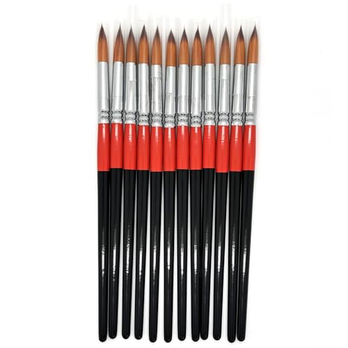 Size #10 Pointed Round Paint Brush Set of 12, Premium Taklon Synthetic Hair - size: Size #10 Pointed Round (12 PCS)