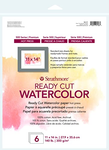 Strathmore Watercolor Paper Pack 11"X14"-6 Sheets -140311 - color: White, size: 11x14