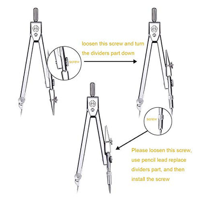 EBOOT Student Geometry Set, 180 Degree Protractor Compass 6",Clear | Swing Arm Protractor Ruler Compass, Geometry Drawing Tools for Measuring Angles, School Classroom Math Supplies - color: Clear