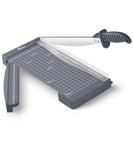 Firbon 12" Guillotine Paper Cutter with Hidden Ruler, Compact Paper Trimmer | 12-Sheet Capacity | Gray | Dual Scales | Paper, Cardstock & Photo Trimming | Scrapbooking Crafts | Office, Home & Studio Use - color: Gray