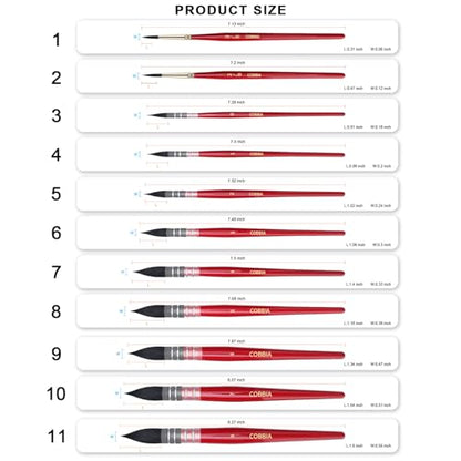 Professional Watercolor Synthetic Squirrel Hair Paint Brushes, Mop Paintbrushes, Art Supplies for Art Painting, Gouache, Fine Detailing, Acrylic, Aquarelle & Oil Painting（11pcs - size: 11 Pcs (Mixed)