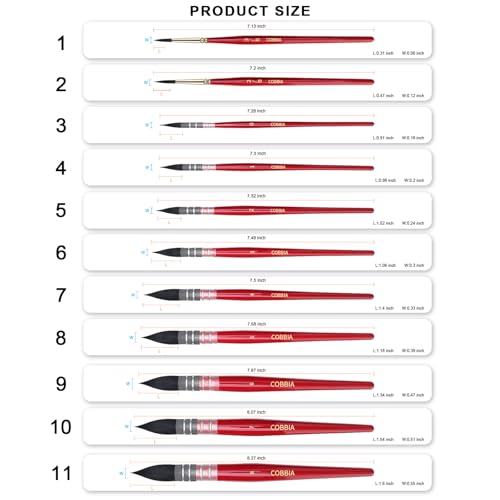 Professional Watercolor Synthetic Squirrel Hair Paint Brushes, Mop Paintbrushes, Art Supplies for Art Painting, Gouache, Fine Detailing, Acrylic, Aquarelle & Oil Painting（11pcs - size: 11 Pcs (Mixed)