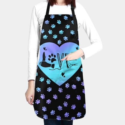 Giwawa Unisex Adult Apron Waterproof Stain Resistant Kitchen Cooking Apron with 2 Pockets for BBQ Grill Painting - color: Dog Grooming