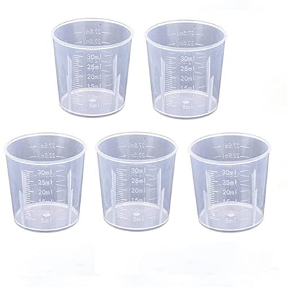 30ml Plastic Liquid Measuring Cups - Mini Clear Kitchen Medicine Cups Transparent Labs Graduated Beakers Baking Cooking Home Lab Measure Tool (5 Packs,1oz,Transparent) - color: 5 Pcs